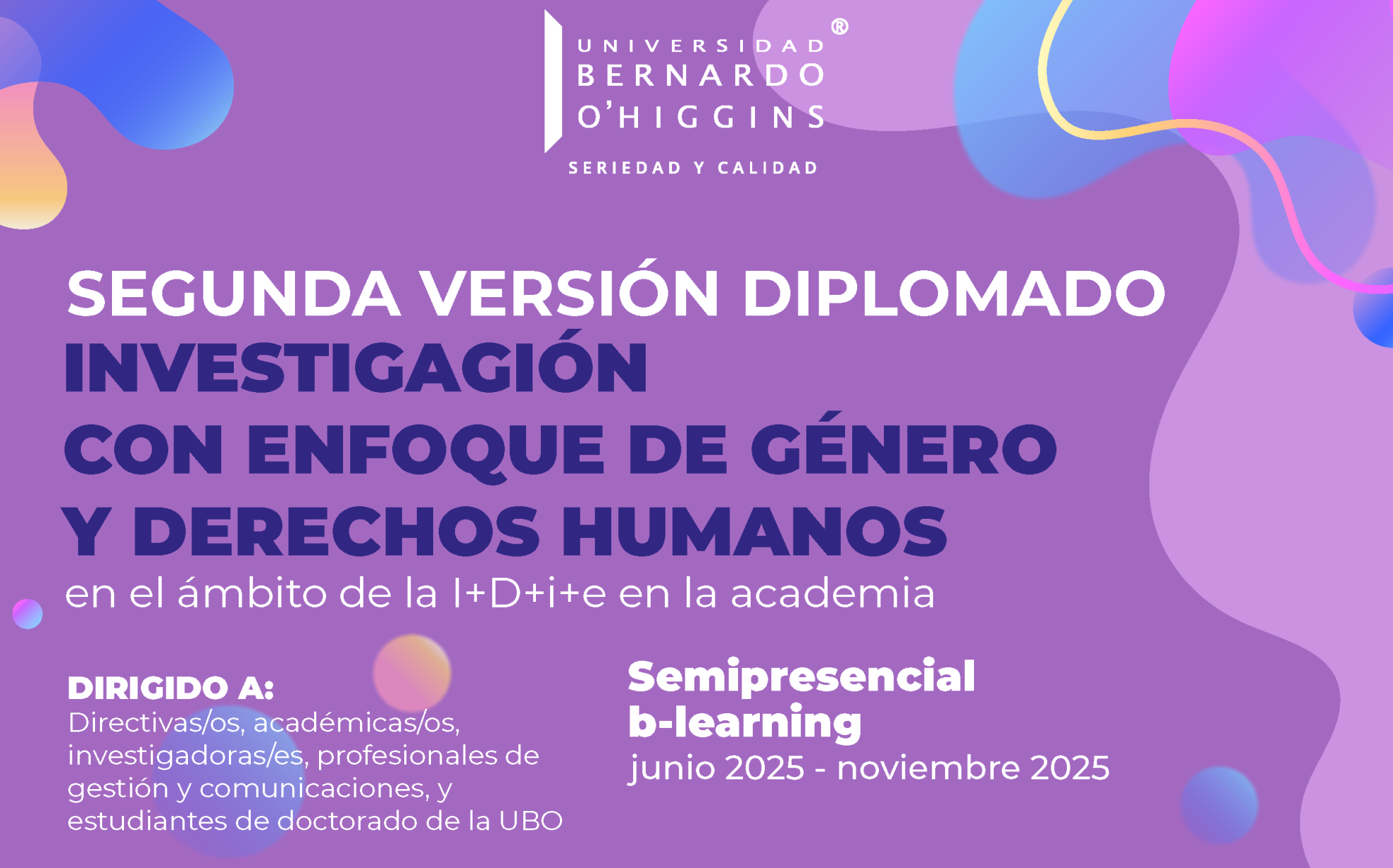 Afiche Segunda Versión Diplomado Investigación con Enfoque de Género y Derechos Humanos